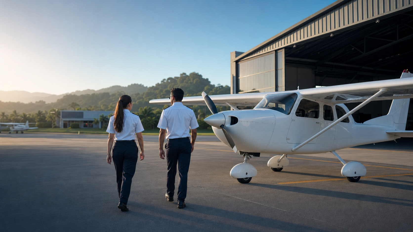 Aeronave de entrenamiento en plataforma
